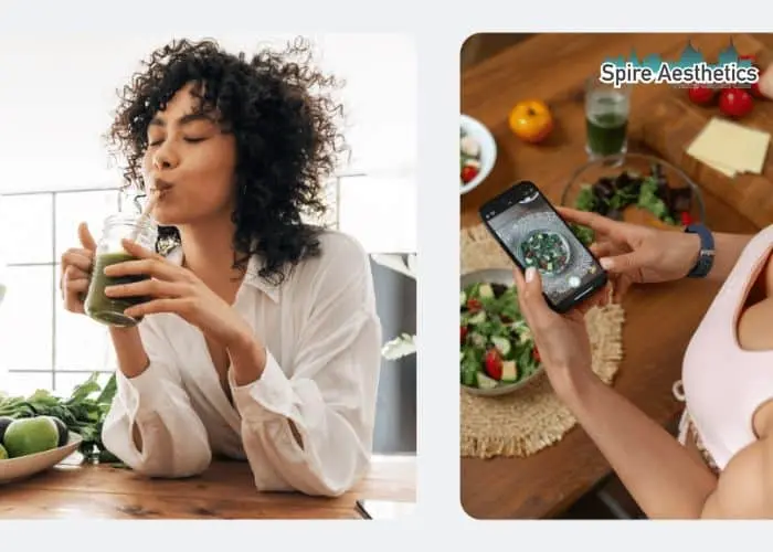 Image of woman looking into her diet and fat freezing Stevenage Ware to improve her health