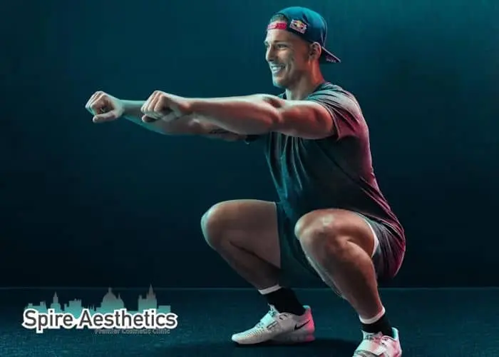 Image of man build leg muscle Stevenage Ware through exercise